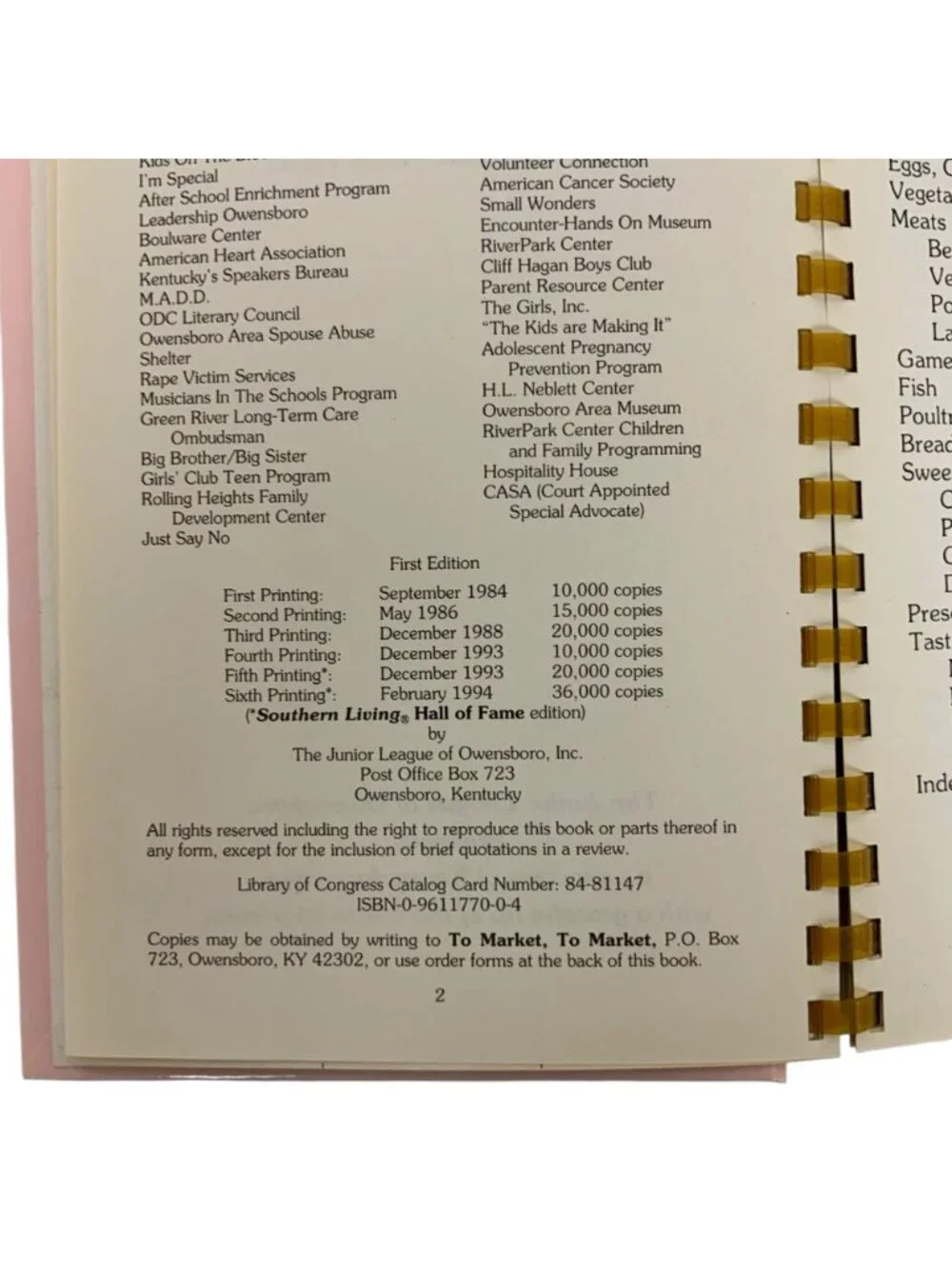 To Market To Market Cookbook By Junior League Of Owensboro KY 6th Printing 1994
